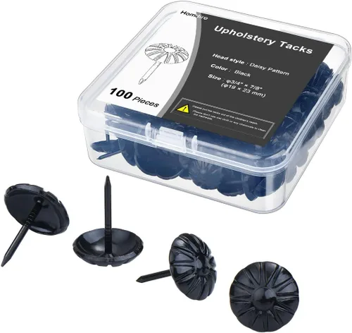 Miniatura 2 de Tachuelas de tapicería para muebles, clavos de tapicería negros de 3/4 pulgadas, tachuelas decorativas, 100 tachuelas de muebles resistentes