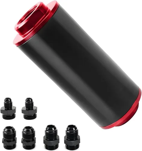 Miniatura 10 de BARTOO Filtro de combustible en línea de 100 micras con adaptador 6AN 8AN 10AN y soporte de montaje de 50 mm para filtrar gasolina, diésel, E85 negro