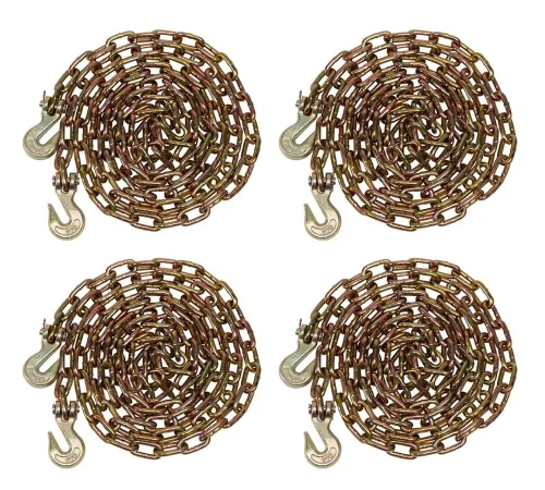 Miniatura 21 de Mytee Products Paquete de 4 cadenas de 3/8 pulgadas x 6 pies de grado 70 con ganchos de agarre de horquilla, cadena de remolque de transporte G70, 4