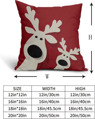 Miniatura 5 de Juego de 2 fundas de almohada rojas de Navidad de 16 x 16 pulgadas, decoración de Navidad de ciervos de Navidad, estampado de invierno, fundas