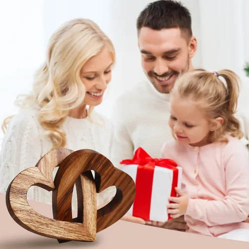 Miniatura 5 de Lightzz Regalos románticos de corazón para el día de San Valentín para ella, forma de corazones de madera hechos a mano para pareja, esposa, marido