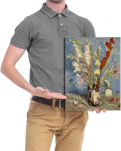 Miniatura 5 de Wieco Art Jarrón con gladiolos y asteres de China por Van Gogh Famosas pinturas al óleo Reproducción de pinturas al óleo modernas florales Giclée