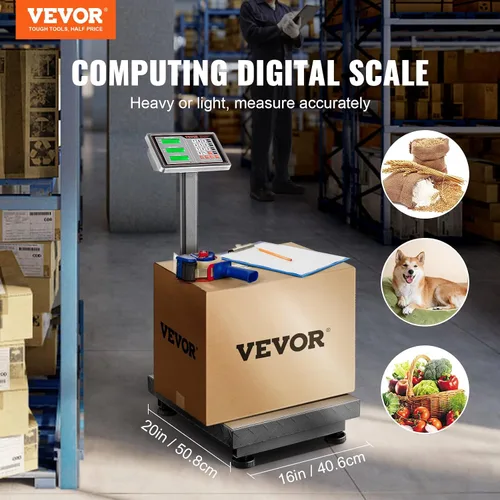 Miniatura 2 de VEVOR Báscula de plataforma digital para computación, carga de 660 libras, báscula de piso de computación de precisión de 0.1 libras con LB/kg