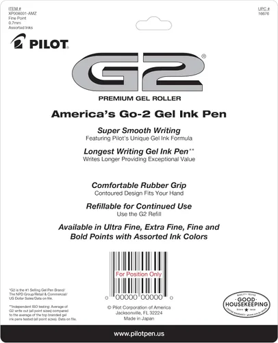Miniatura 2 de Pilot G2 - Bolígrafos de gel de alta calidad, punta fina de 0.028 in, colores surtidos, paquete de 8