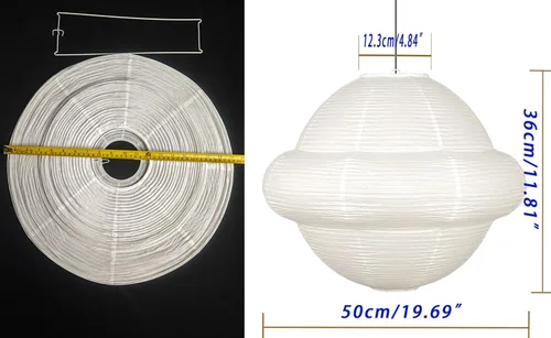 Miniatura 6 de Pantalla de lámpara de papel, pantalla colgante de linterna de papel plegable blanca, faroles de techo para dormitorio, apartamento