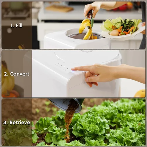 Miniatura 4 de Airthereal Bundle Compostadores eléctricos de cocina Revive 1 gris y 1 blanco, capacidad de 2.5 L con triple cuchilla SHARKSDEN®, convierte