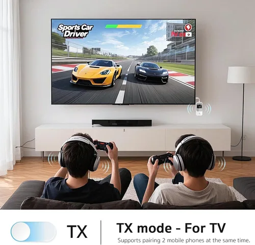 Miniatura 6 de XENUS Transmisor Bluetooth 5.3 receptor con pantalla OLED Conexión dual y baja latencia Adaptador Bluetooth auxiliar inalámbrico para TV, avión