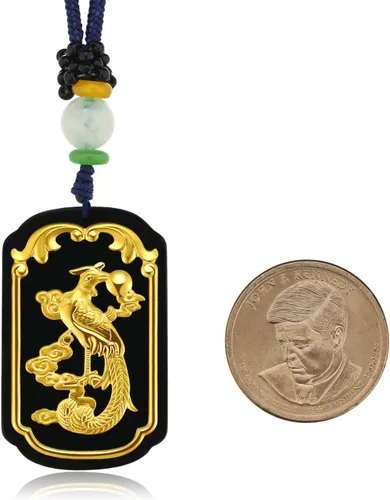Miniatura 4 de Collar con colgante de jade de nefrita natural con incrustaciones de oro de 22 quilates de buena suerte, joyería de jade, Jade