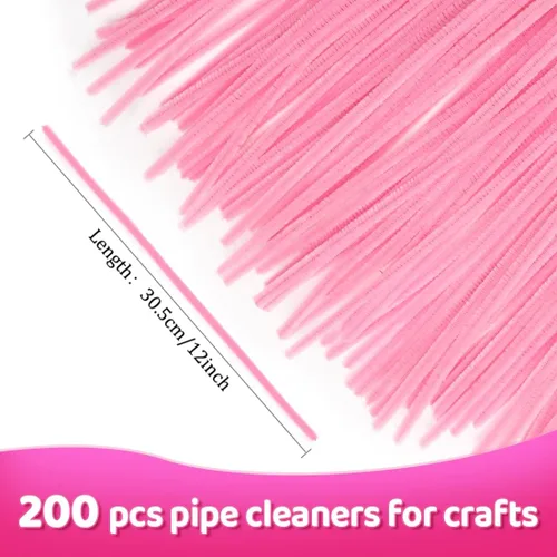 Miniatura 2 de Praisebank Limpiapipas rosas para manualidades, 200 piezas, tallos de felpilla para proyectos de bricolaje, suministros de arte y manualidades