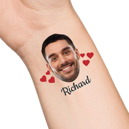 Miniatura 24 de Tatuajes temporales personalizados con texto de nombre, tatuaje temporal personalizado con logotipo fotográfico para adultos, parejas, mujeres
