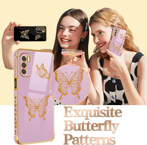 Miniatura 6 de Coralogo Funda para Moto G Stylus 5G 2022 (no compatible con 4G), diseño de mariposas para mujeres y niñas, bonito diseño de mariposas chapadas