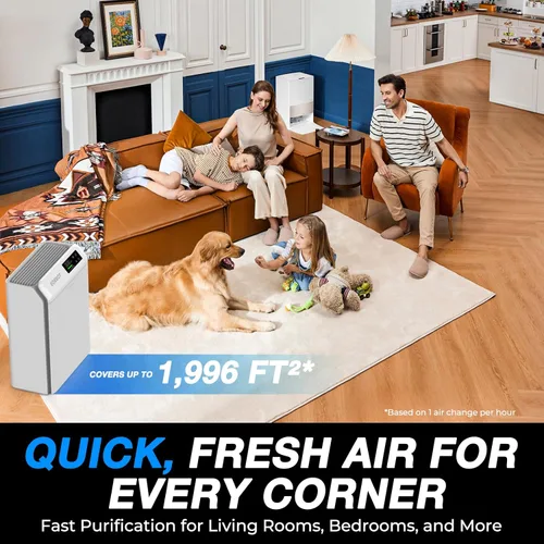 Miniatura 6 de Purificadores de aire para habitaciones grandes del hogar, cubren hasta 1,996 pies cuadrados con filtro HEPA verdadero y prefiltro lavable, modo