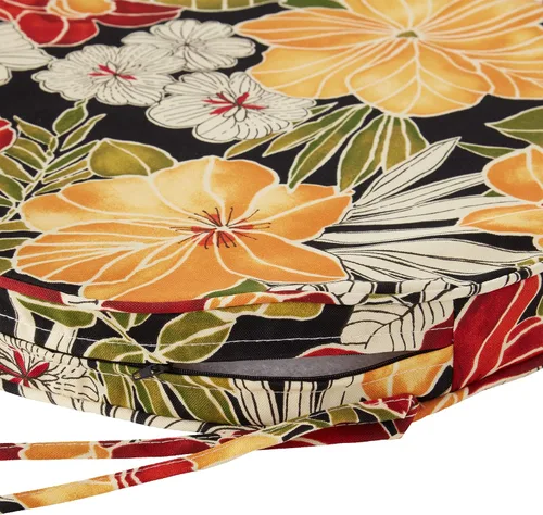 Miniatura 3 de Cojín redondo reversible para asiento de comedor de 18 pulgadas (paquete de 2), Aloha Black Floral