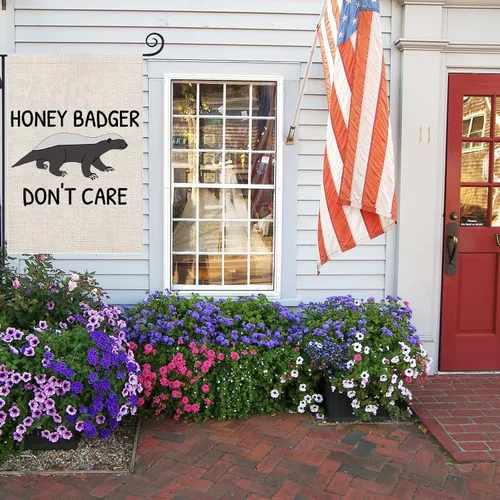 Miniatura 6 de Badger Lovers - Bandera para exteriores, diseño de animales salvajes, patio, regalo de Navidad (Badger Don't Care)