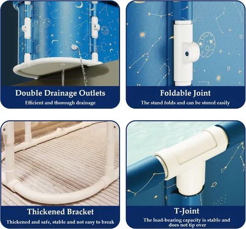 Miniatura 2 de Simcat – Tina portátil plegable para niños y niñas, tina plegable para ducha, hidromasaje caliente y baño de hielo (Planeta Azul)