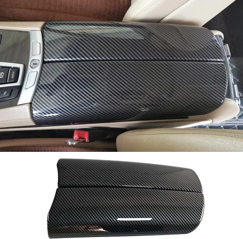 Cubiertas de caja de consola central para BMW Serie 7 F01 F02 2009-2015 Color de fibra de carbono interior reposabrazos cubierta panel proteger