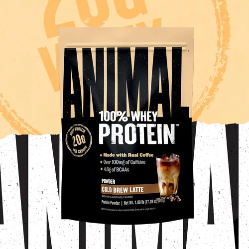 Miniatura 5 de Animal - Proteína 100 % de suero en polvo sabor café helado instantáneo – café real para pre-entrenamiento, mezcla de suero post-entreno con 20g