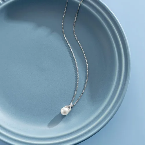 Miniatura 4 de FANCIME Collar de perlas de piedra natal de junio para mujer de 9 a 0.394 in de perlas de agua dulce genuinas en plata de ley, collar de cola