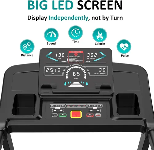 Miniatura 3 de Impremey Caminadora plegable con inclinación de 15 niveles para ejercicio en casa, control inteligente de frecuencia cardíaca para caminar o correr