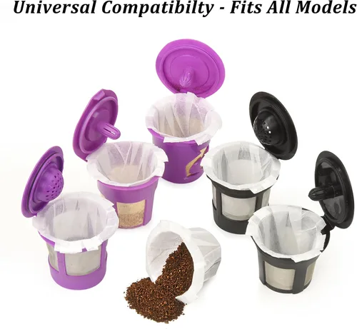 Miniatura 2 de Delibru K Cup - Filtros de papel desechables, paquete de 100 unidades, se adaptan a todas las cápsulas de café reutilizables, filtros de café