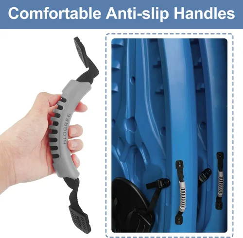 Miniatura 5 de HLOGREE Paquete de 2/4 asas para kayak, mango de transporte de kayak con remaches, asas de repuesto para kayak, asas de kayak para Gris - 2 asas