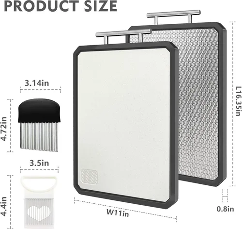 Miniatura 7 de Tabla de cortar de doble cara de acero inoxidable, tabla de cortar grande no tóxica con pajita de trigo para cocina, resistente a los arañazos, apta