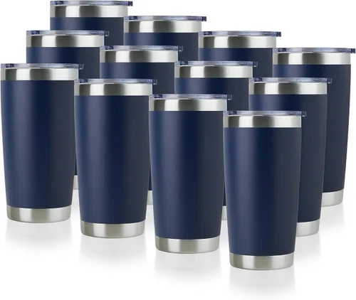 Miniatura 38 de DOMICARE Vaso de acero inoxidable de 20 onzas a granel con tapa, taza de viaje aislada al vacío de doble pared, taza de café con recubrimiento
