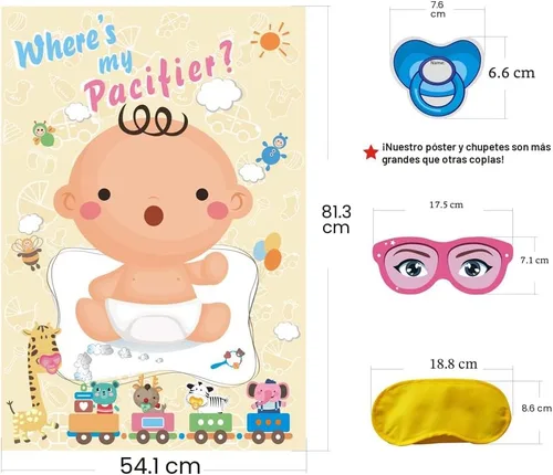 Miniatura 4 de Juego pon el chupón en el bebé - Juego de fiesta para baby shower - Juego pon el chupón en el bebé