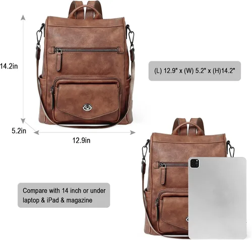 Miniatura 3 de CLUCI - Mochila de piel convertible para mujer bolsa de libros grande mochila antirrobo