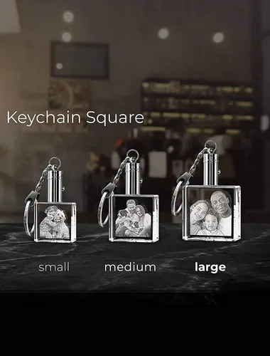Miniatura 4 de ArtPix 3D Llavero de fotos de cristal rectangular, regalo de Navidad personalizado para mamá, papá