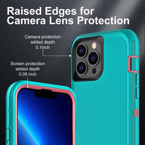 Miniatura 3 de YKHJKLEC para iPhone 13 Pro Max, funda militar grado 3 en 1 resistente a golpes/caídas/polvo con 2 piezas de protector de pantalla de vidrio