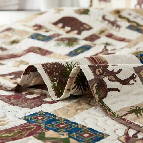 Miniatura 5 de Juego de edredón rústico de alce tamaño matrimonial/queen, colcha estilo lodge ligera de verano para cabaña, ropa de cama de campo, oso del bosque