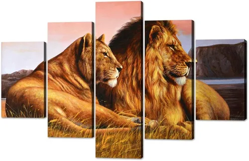 Miniatura 28 de 5 piezas de pintura sobre lienzo ardiente de fénix dibujado en estilo heráldico fuego fénix arte de pared vintage impresiones obras de arte arte