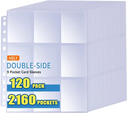 Miniatura 10 de ABLY 540 bolsillos de doble cara para tarjetas intercambiables, 9 bolsillos, protectores de tarjetas de juego de plástico transparente