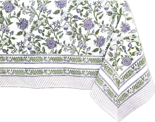 Miniatura 68 de ATOSII Mantel 100% algodón, Amara, floral, hecho a mano, rectangular, de lino, para cocina, comedor, fiestas, bodas, exteriores, picnics, Pascua