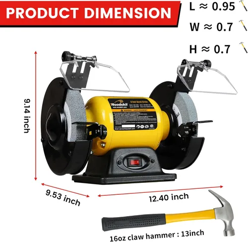 Miniatura 5 de Woodskil Lijadora de banda de lijadora de banco de alta velocidad, amoladora de banco de 2.5 A de 6 pulgadas con lijadora de banda de 2 x 27