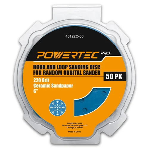 Miniatura 24 de POWERTEC PRO 45900C-45 - Disco de lijado surtido de 9 agujeros de 5 pulgadas, grano 80/120/220, discos de respaldo de gancho y bucle de cerámica