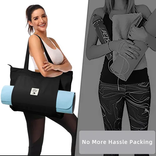 Miniatura 6 de Bolsas de yoga WLLWOO WLLWOO para mujeres con porta-mats de yoga, bolsa de lona para llevar, para pilates, para el hombro, para viajes, oficina