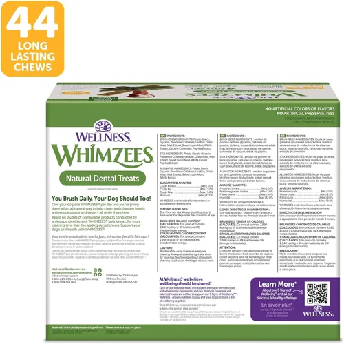 Miniatura 8 de Wellness WHIMZEES Value Pack - Premio dental natural para perros, masticar, refresca el aliento, tamaño mediano, caja de 46.6 onzas, 44