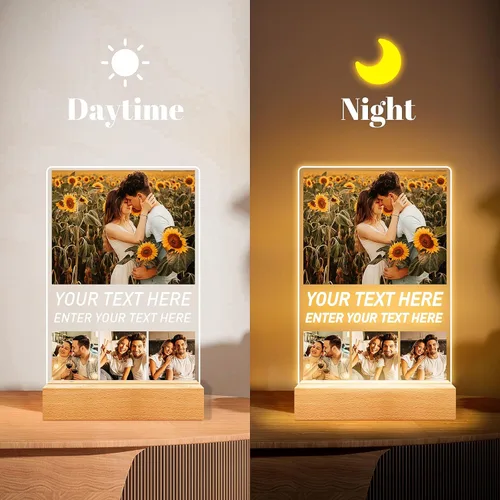 Miniatura 4 de Marcos de fotos personalizados, marco de fotos personalizado con luz nocturna, marco de fotos personalizado con foto, regalos personalizados de 4