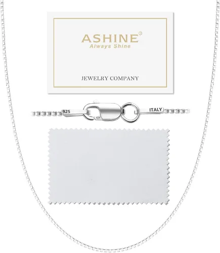 Miniatura 11 de ASHINE 925 Sterling Silver Box Chain Necklace for Women, 1mm 0.8mm Replacement Link Chain for Pendants, Dainty & Sturdy Necklace Available in 16-36