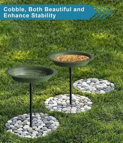 Miniatura 7 de Koutemie Comedero de aves para jardín con cuenco desmontable independiente de 1-¼ galones, con estaca de metal para exterior, color verde profundo