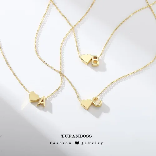 Miniatura 6 de Turandoss Mothers Day Gifts for Mom Wife - Dainty 18K Gold Plated Heart Initial A-Z Pendant Necklace Trendy Jewelry Heart Necklaces Birthday Mothers