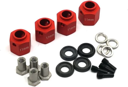 Miniatura 13 de MOHERO Bujes de rueda hexagonales de aleación de aluminio de 0.354 in de grosor y 0.472 in para Trx4 1/10 RC modelo Crawler (rojo, 0.354 in)