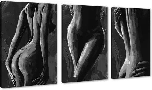 Miniatura 34 de Novatique 3 piezas de arte de pared sexy en blanco y negro para parejas desnudas, decoración de pared abstracta de amor para mujeres y hombres, arte