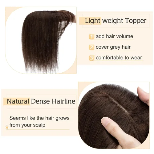 Miniatura 3 de SEGO Extensiones de pelo para mujeres con flequillo, cabello humano real, base de seda de 7 * 13 cm, 100% Remy, cabello humano con clip, piezas