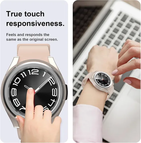 Miniatura 3 de Paquete de 2 + 4 fundas con protector de pantalla para Samsung Galaxy Watch 6 Classic de 1.693 in, JZK 2 Hard PC Bumper Case + 4 protectores