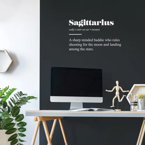 Miniatura 2 de Calcomanía de vinilo para pared, definición de signo del zodiaco Sagitario, 12.5 x 25 pulgadas, calcomanía inspiradora de astrología moderna