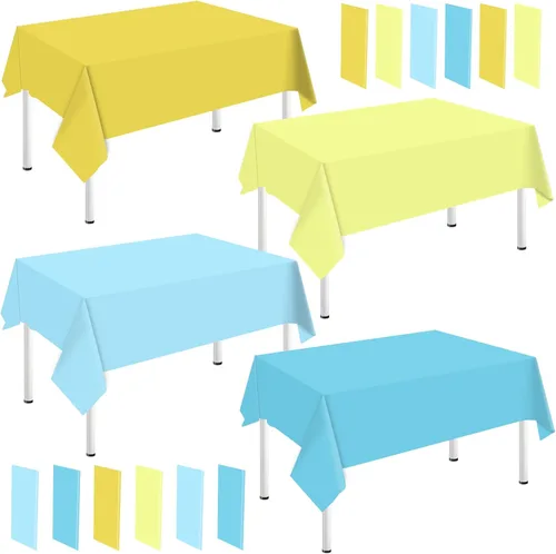 Miniatura 8 de Whaline Mantel rectangular de plástico azul polvoriento, 12 piezas, 4 colores azules, impermeable, para invierno, cumpleaños, bodas, fiestas