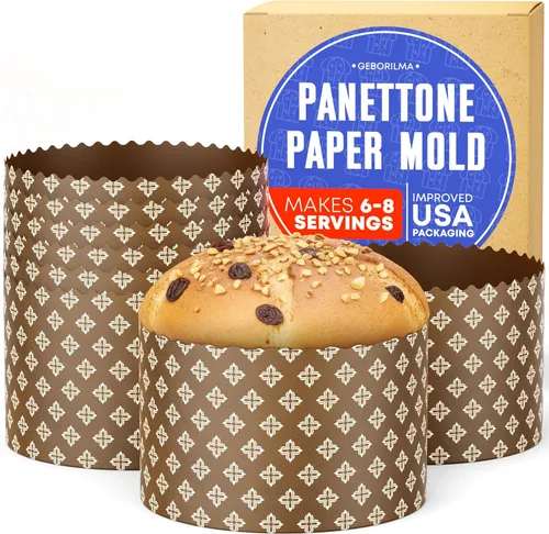 Miniatura 7 de Molde de papel para panettone premium mediano - 18 oz Molde desechable para panettone de 5 pulgadas 500 g - 12 unidades de formas para hornear paska